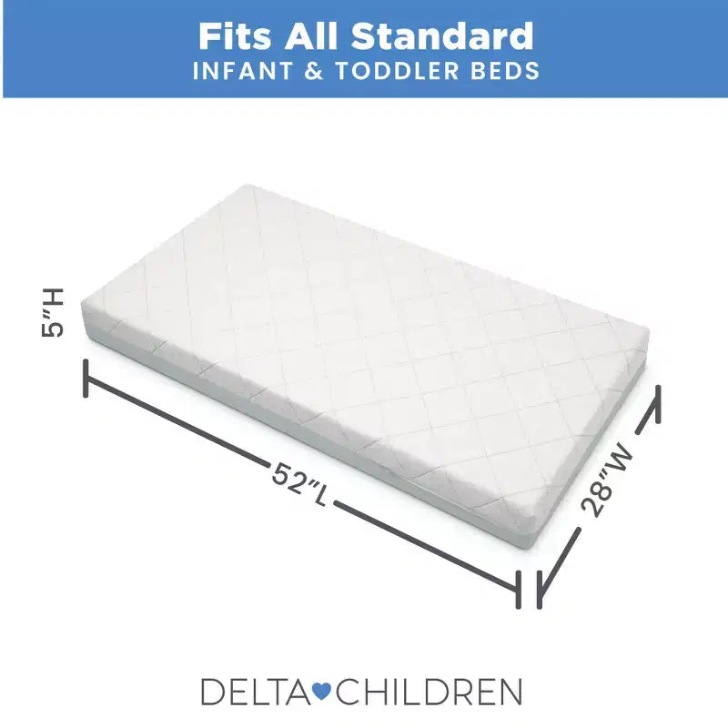 Materasso per culla e lettino 2-in-1 - Certificato Greenguard Gold, schiuma CertiPUR-US - Grigio