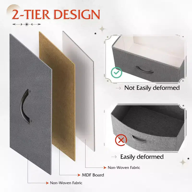Comodino con 2 cassetti, mobile per camera da letto, dormitorio universitario, tavolino con contenitori in tessuto, dormitorio