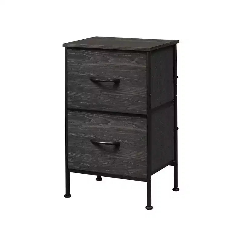 Comodino con 2 cassetti, mobile per camera da letto, dormitorio universitario, tavolino con contenitori in tessuto, dormitorio