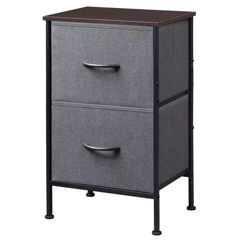 Comodino con 2 cassetti, mobile per camera da letto, dormitorio universitario, tavolino con contenitori in tessuto, dormitorio