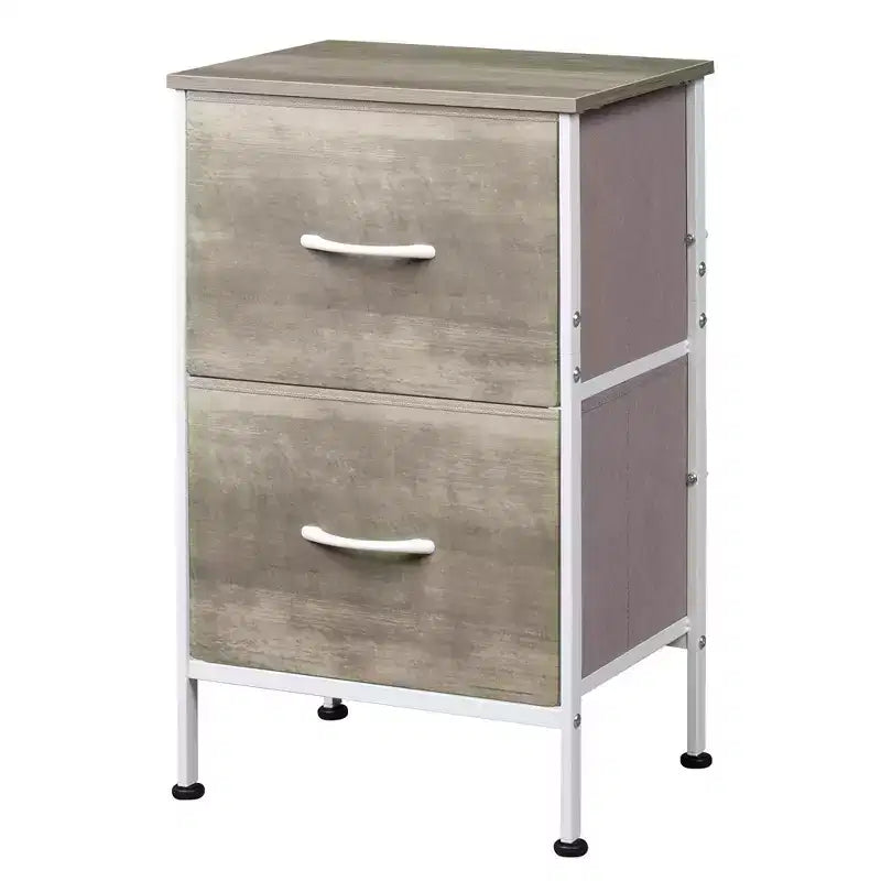Comodino con 2 cassetti, mobile per camera da letto, dormitorio universitario, tavolino con contenitori in tessuto, dormitorio