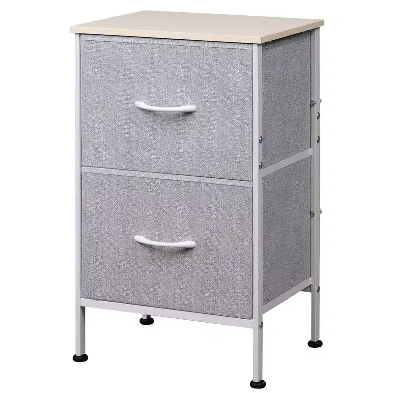 Comodino con 2 cassetti, mobile per camera da letto, dormitorio universitario, tavolino con contenitori in tessuto, dormitorio