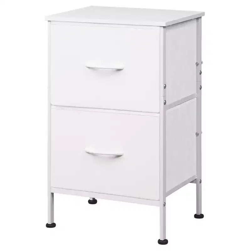 Comodino con 2 cassetti, mobile per camera da letto, dormitorio universitario, tavolino con contenitori in tessuto, dormitorio