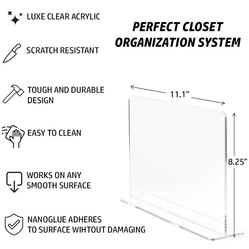 Divisori per mensole in acrilico - Organizer per armadi - Separatore per vestiti/borse