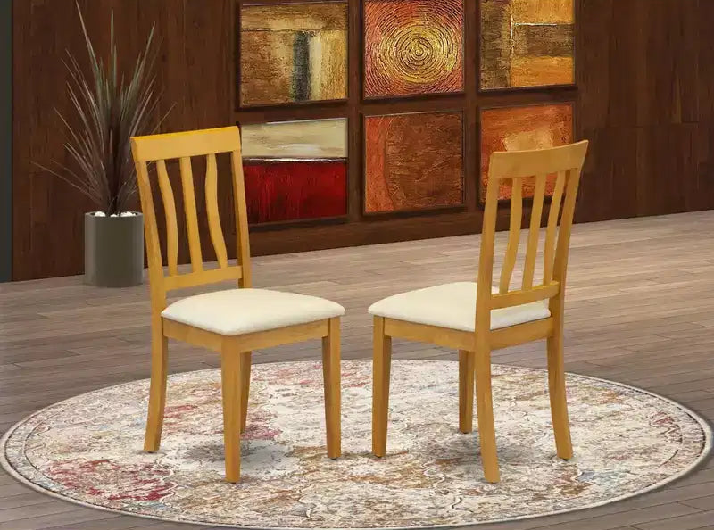 Sedie da pranzo antiche con sedile in legno e schienale a doghe, set da 2