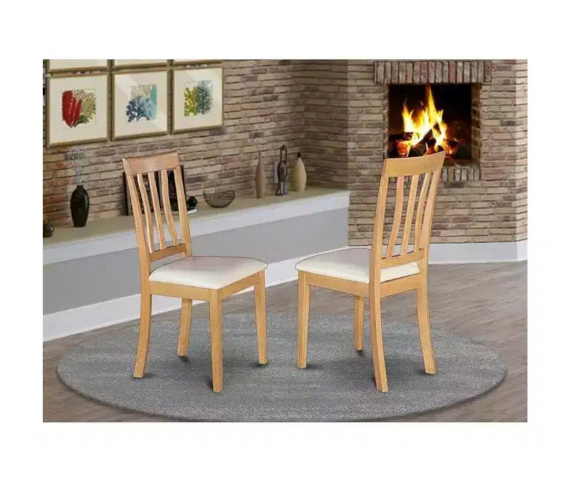 Sedie da pranzo antiche con sedile in legno e schienale a doghe, set da 2