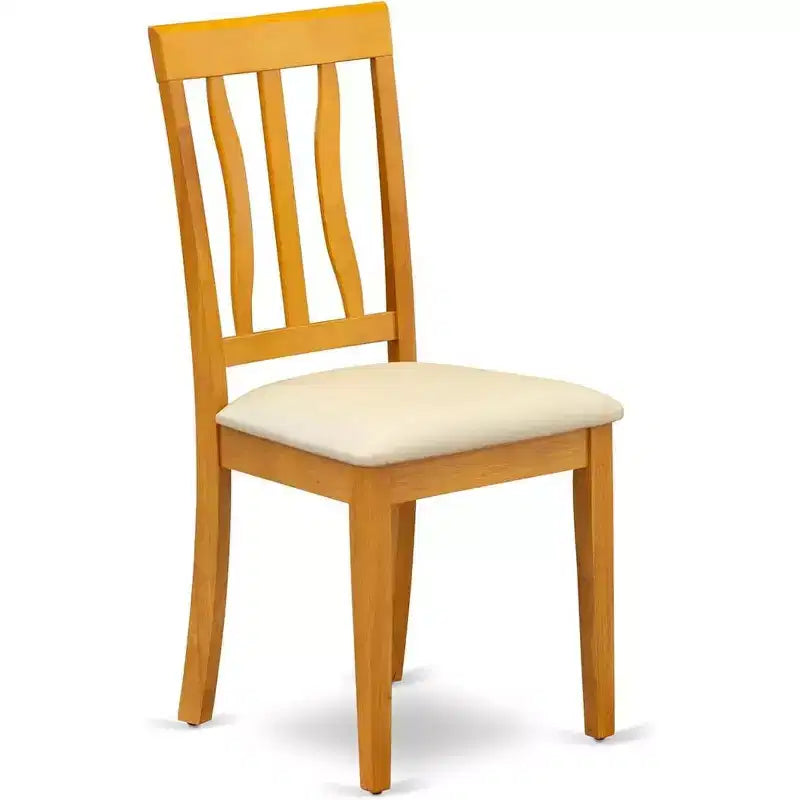 Sedie da pranzo antiche con sedile in legno e schienale a doghe, set da 2