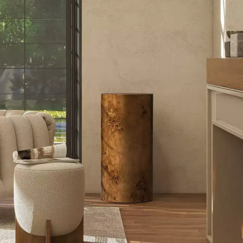 Tavolino d'appoggio Burl Accent da 29,5, in radica di noce marrone medio