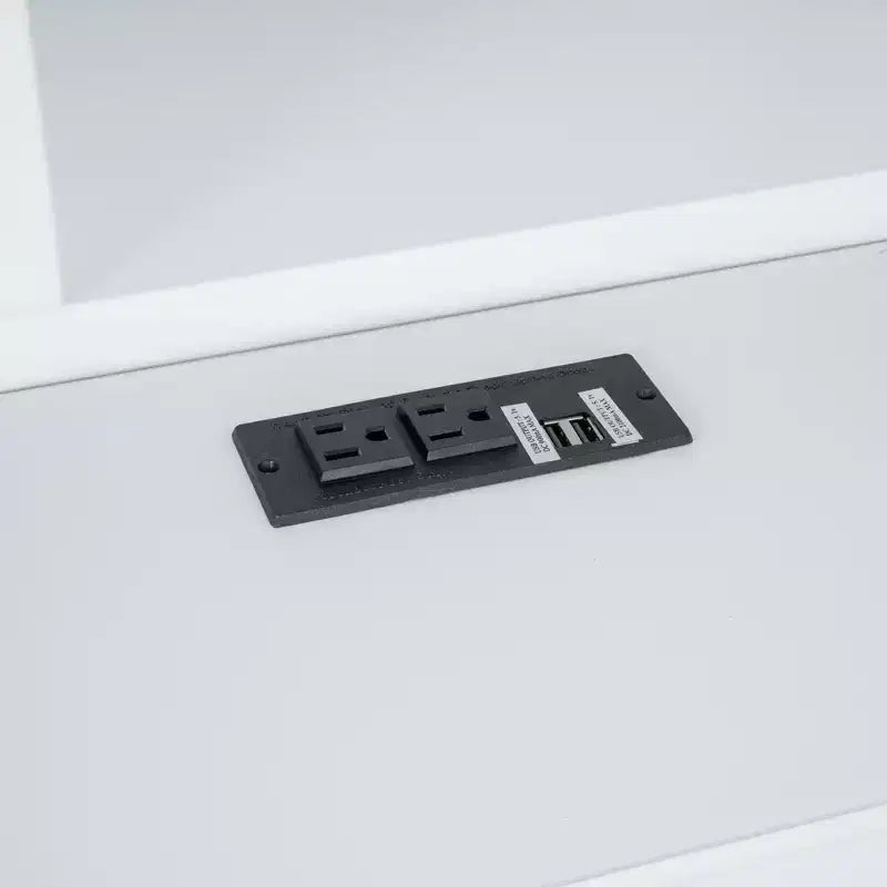 Letto a piattaforma King Size in legno con testiera multi-storage, USB e cassetti