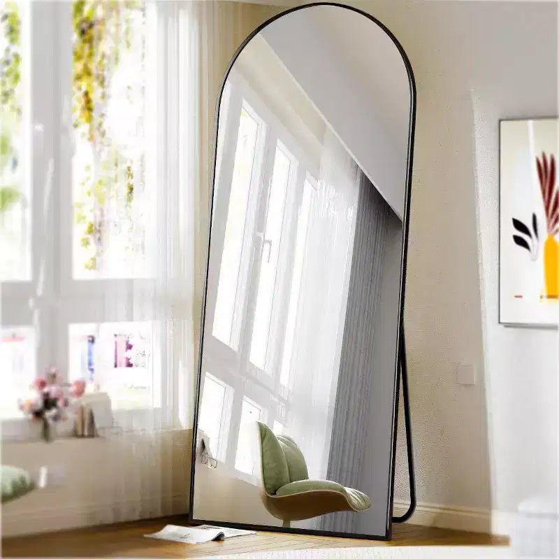 Specchio a figura intera 71x26, specchio a corpo intero con parte superiore ad arco da appendere o da appoggiare, con supporto, per camera da letto, spogliatoio