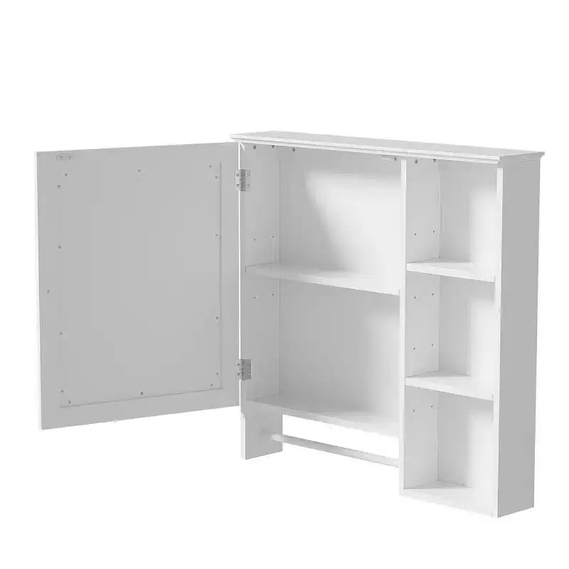 Mobiletto pensile da bagno con grande specchio sulla porta e ripiani regolabili