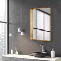 Specchio Decorativo Rettangolare da Parete da Bagno Camera da Letto Soggiorno Moderno Bisellato con Cornice in Ferro Anticato Oro 30 Pollici di Larghezza