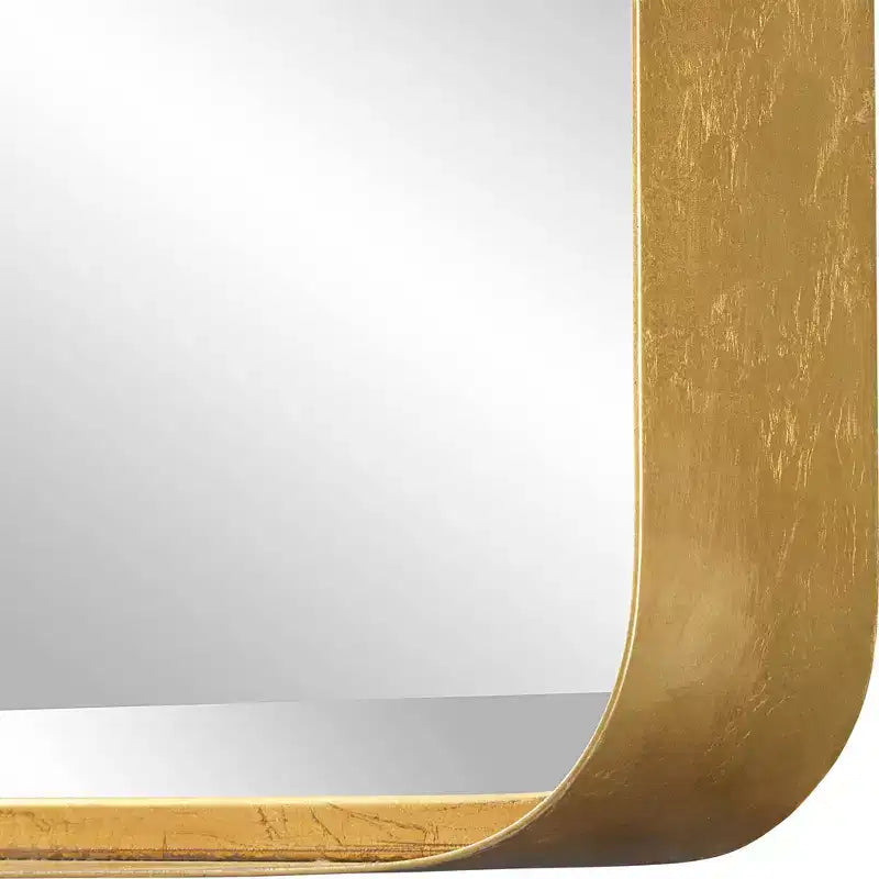 Specchio Decorativo Rettangolare da Parete da Bagno Camera da Letto Soggiorno Moderno Bisellato con Cornice in Ferro Anticato Oro 30 Pollici di Larghezza