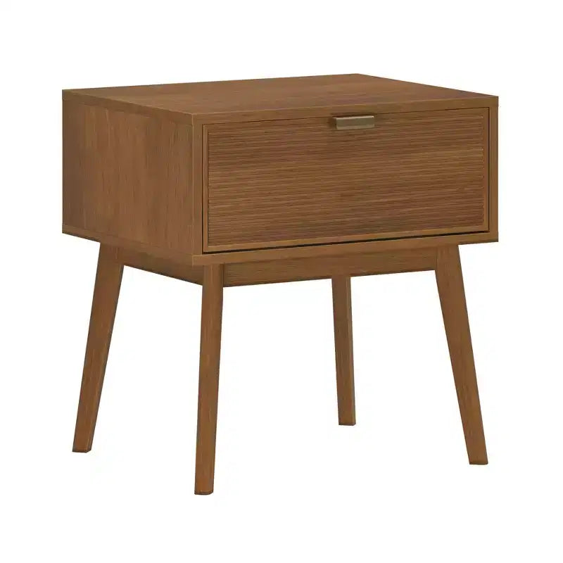 Comodino Tambour a 1 Cassetto con Maniglia in Ottone
