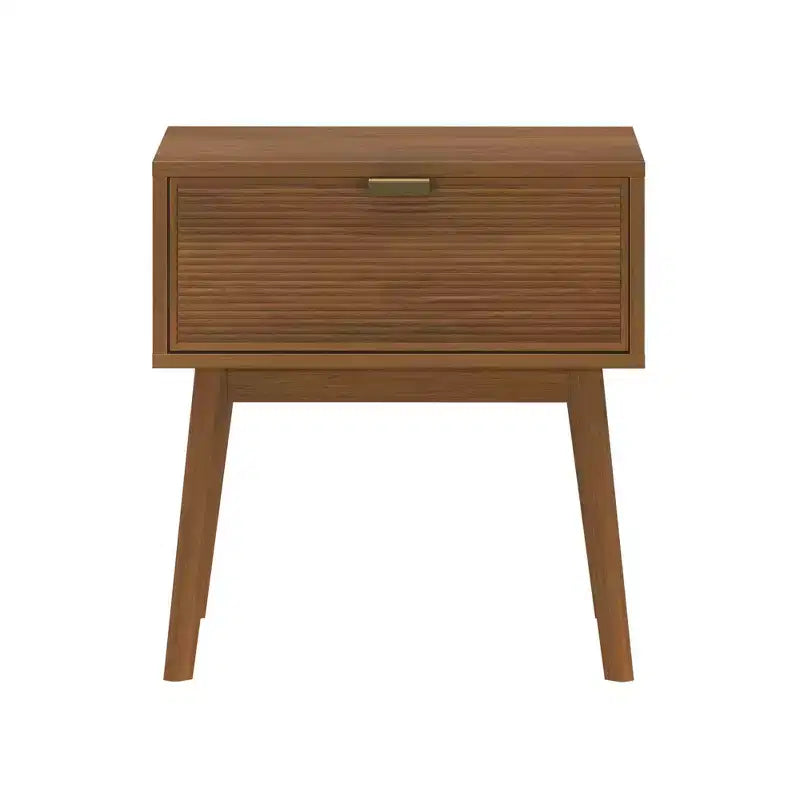 Comodino Tambour a 1 Cassetto con Maniglia in Ottone