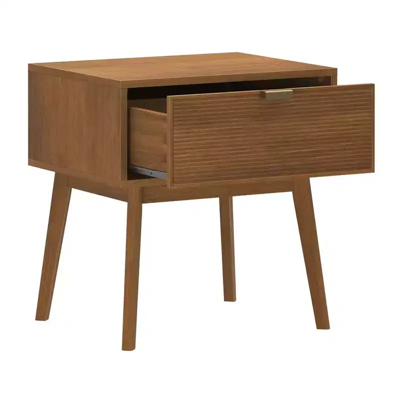 Comodino Tambour a 1 Cassetto con Maniglia in Ottone