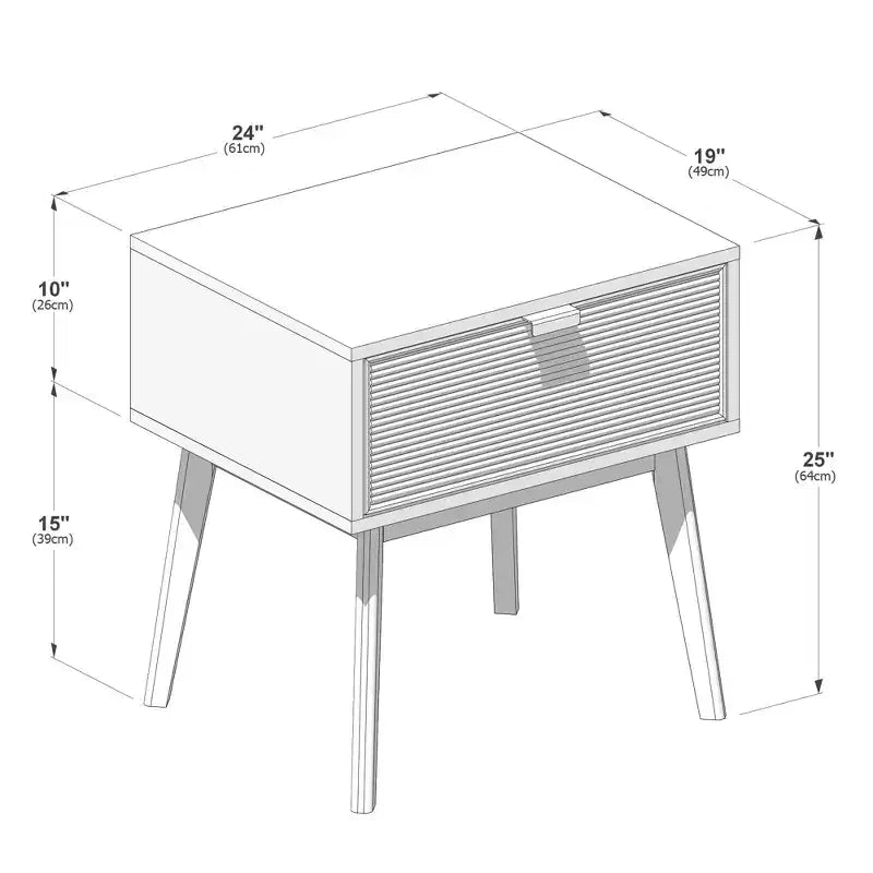 Comodino Tambour a 1 Cassetto con Maniglia in Ottone