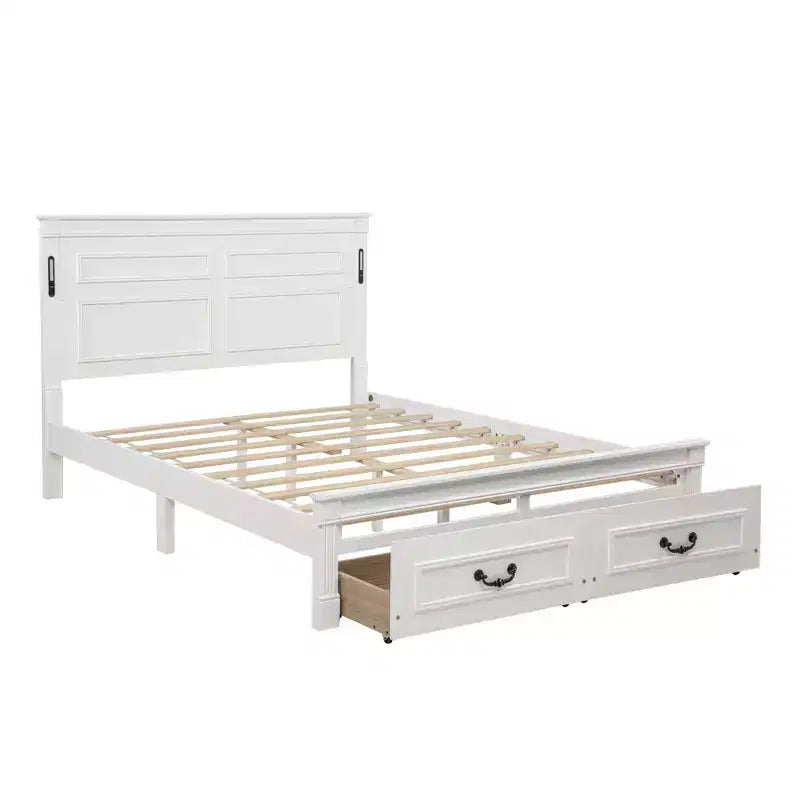 Letto moderno in legno Luxystar con testiera alta, pediera, 2 cassetti portaoggetti e luci