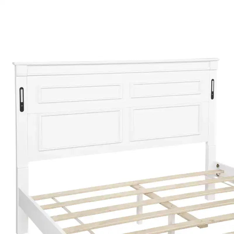 Letto moderno in legno Luxystar con testiera alta, pediera, 2 cassetti portaoggetti e luci