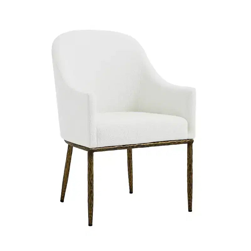 Moderna poltrona imbottita in ferro con gambe in metallo color peltro forgiato