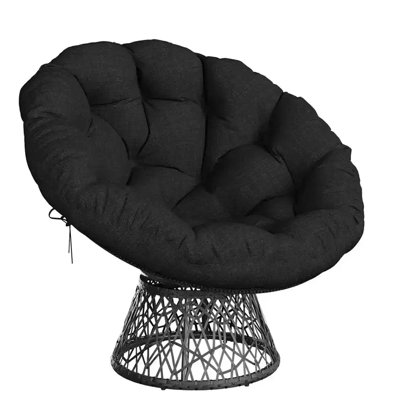 Sedia a dondolo oversize per patio, in rattan intrecciato a mano, sedia ergonomica in vimini, telaio in acciaio resistente, base girevole a 360°, per soggiorno, camera da letto