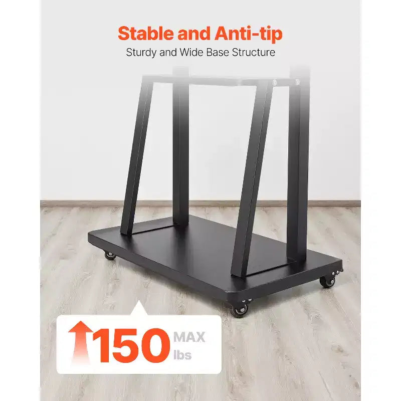 Supporto TV Rotante, Carrello TV Mobile per Schermi da 32-75 Pollici, Supporto Monitor Portatile Regolabile in Altezza con Vassoio, Capacità di Carico Fino a 68 kg, Nero
