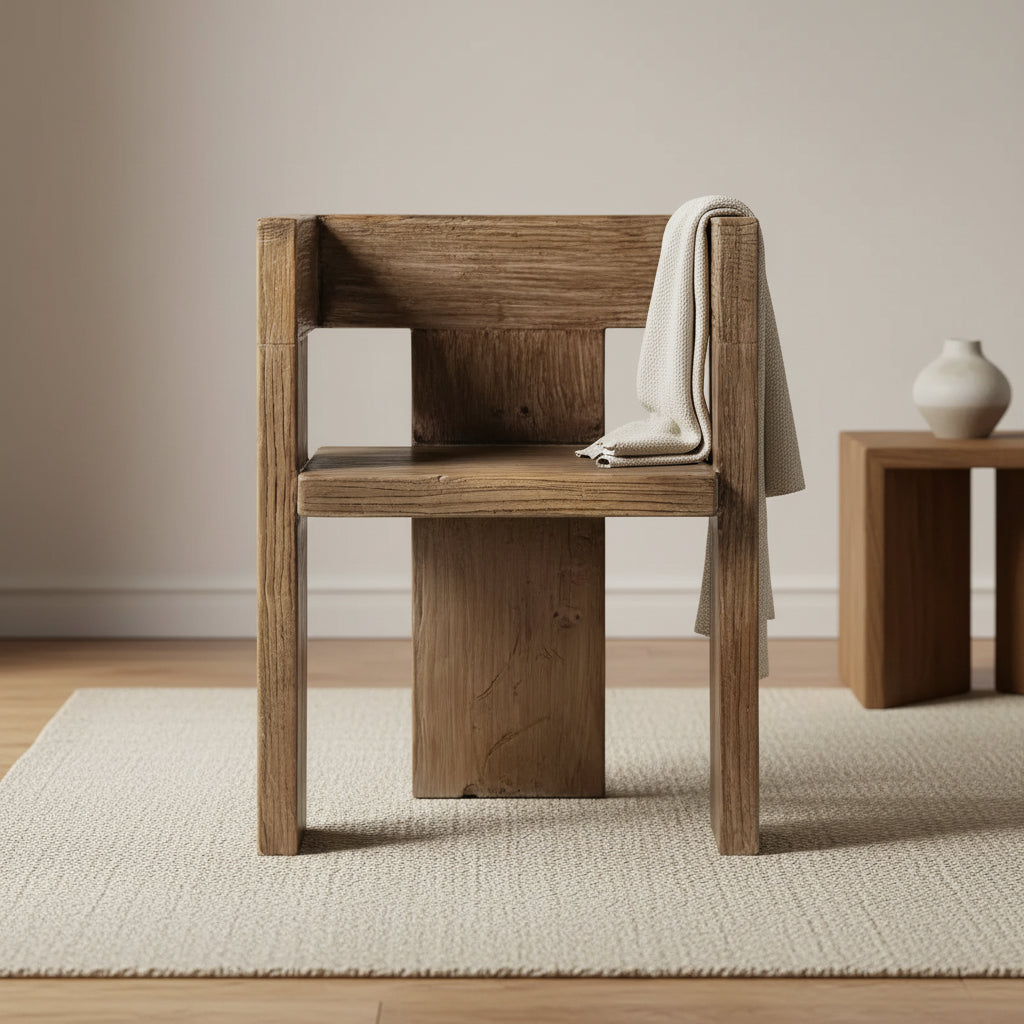 Jennifer Taylor Home Avenel Solid Reclaimed Elm Sculptural Block Accent Chair