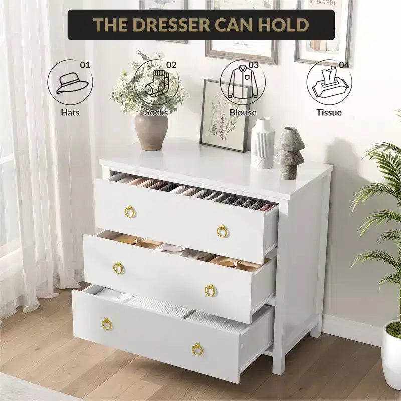 Comodino a 3 cassetti per camera da letto, cassettiera larga 80 cm, armadietto portaoggetti alto e autoportante e organizer per vestiti per soggiorno e corridoio