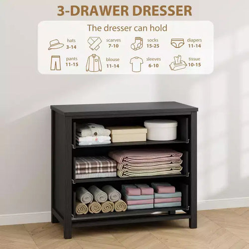 Comodino a 3 cassetti per camera da letto, cassettiera larga 80 cm, armadietto portaoggetti alto e autoportante e organizer per vestiti per soggiorno e corridoio
