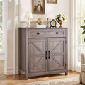Mobiletto per Caffè, Tavolo Bar Rustico con Cassetto, Credenza a Buffet con 2 Ante Scorrevole, 75 x 37,5 x 80 cm, Grigio