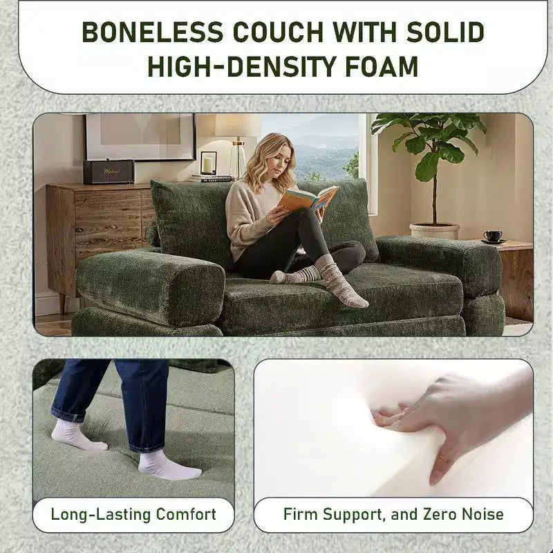 Divano Letto Convertibile Moderno in ciniglia Queen Size con Schienale Diviso