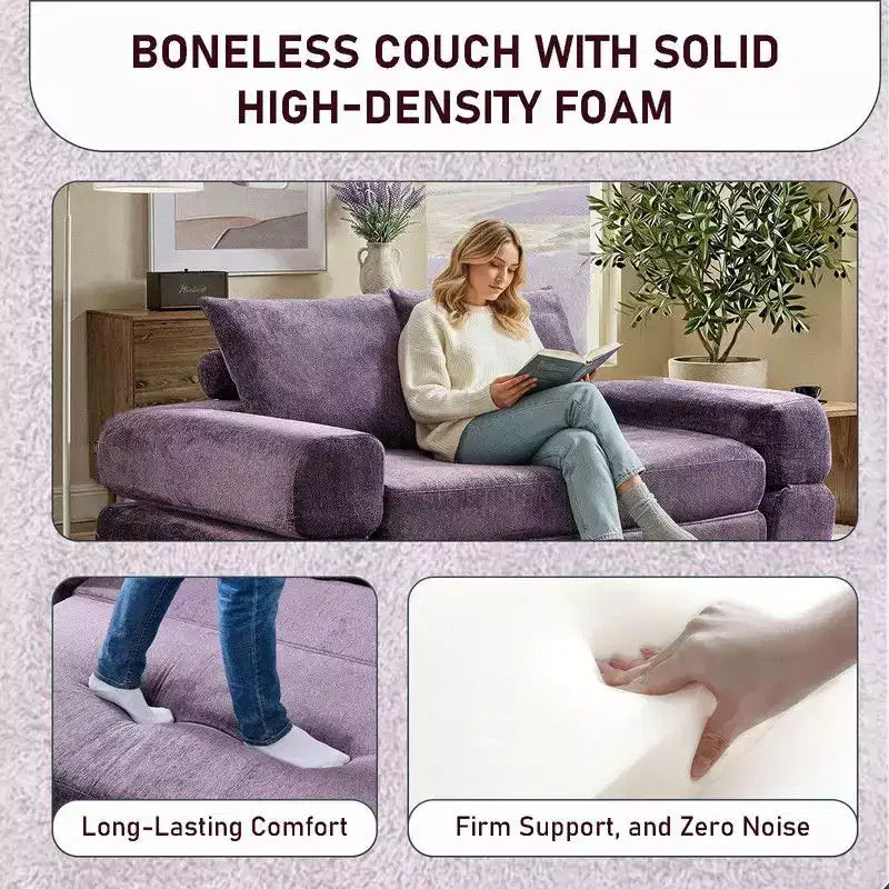 Divano Letto Convertibile Moderno in ciniglia Queen Size con Schienale Diviso