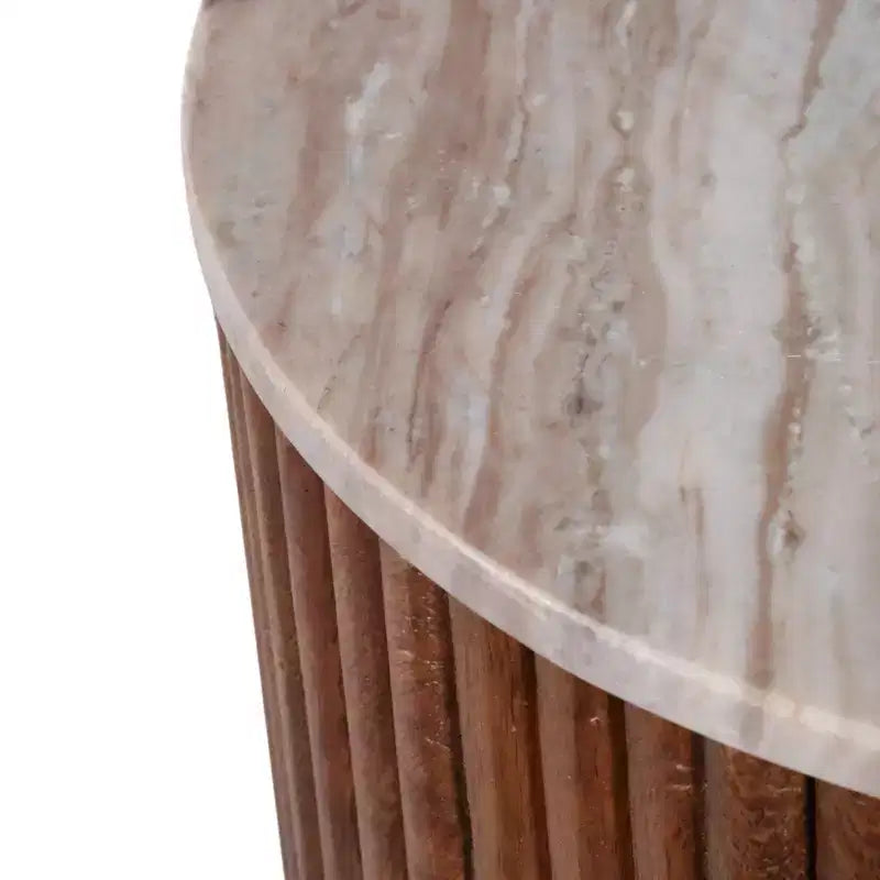 Tavolino con Base Svasata Nera e Piano in Marmo Bianco - Elemento d'Arredo Moderno per Piccoli Spazi e Decorazione Domestica