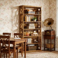 Libreria decorativa in legno a 6 ripiani con pannelli laterali decorati
