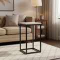 Macklyn Square Marble Top Accent Table - SFV5768 - Light Brown/Black - Safavieh Couture