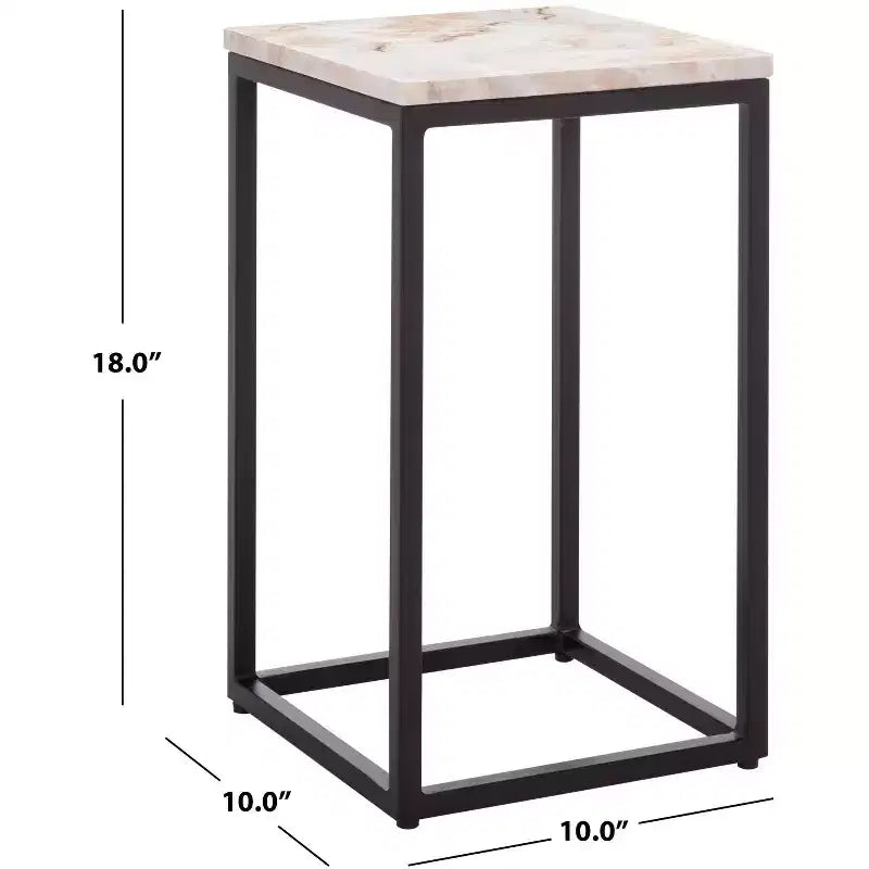 Tavolino d'appoggio Macklyn Square con ripiano in marmo - Marrone chiaro/Nero