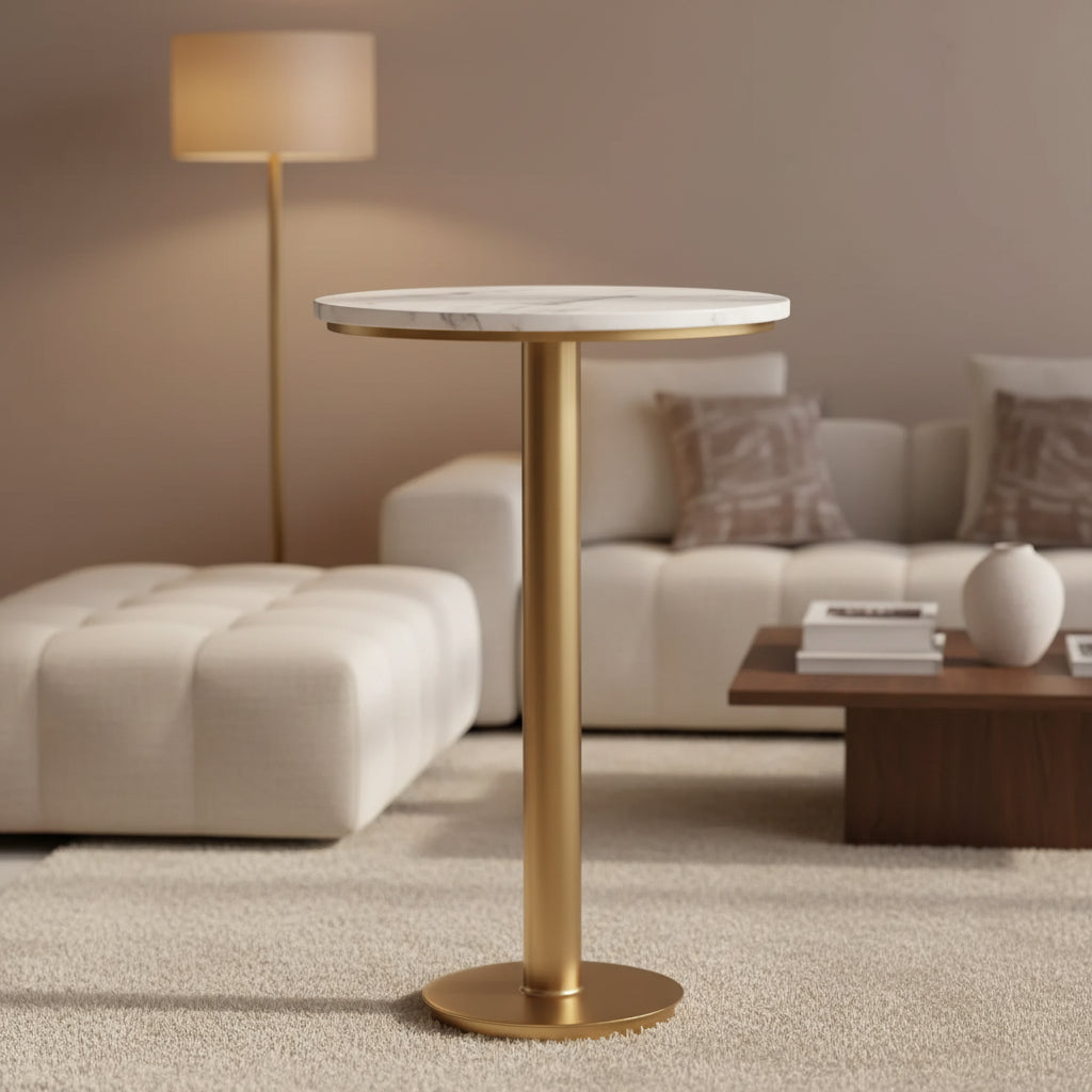 Branxton Marble Top Accent Table - SFV7917 - Brass/White - Safavieh Couture