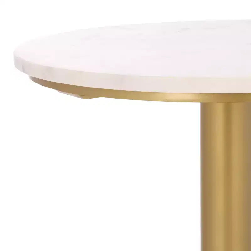 Tavolino d'appoggio Branxton con ripiano in marmo - Ottone/Bianco