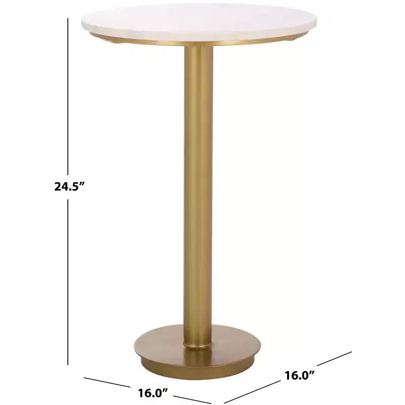 Tavolino d'appoggio Branxton con ripiano in marmo - Ottone/Bianco