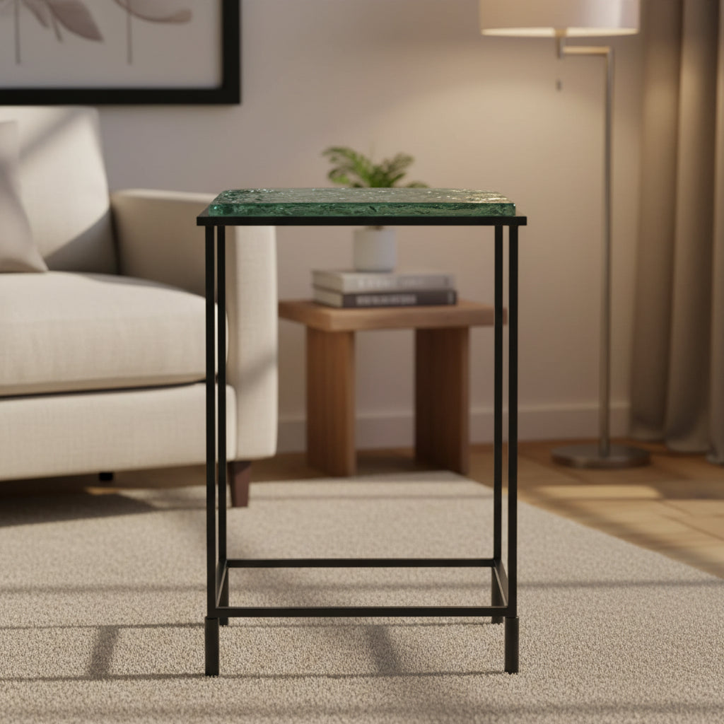 Ferguson Cast Glass Accent Table - SFV7911 - Black/Clear - Safavieh Couture