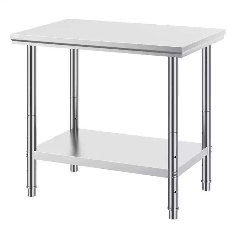 Stainless Steel Prep Table, 35 x 24 x 31 Inch, 700 lbs Load Capacity Heavy Duty Metal Worktable with Adjustable Height