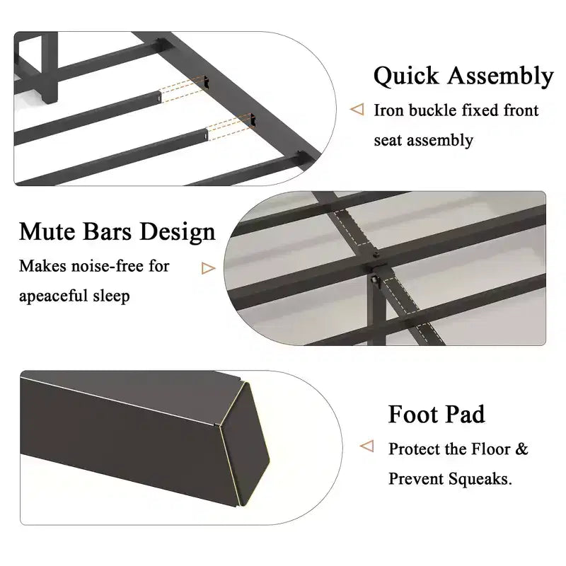 Letto a piattaforma singolo/matrimoniale con contenitore e testiera, Struttura letto a piattaforma in legno con stazione di ricarica, Grigio Antico