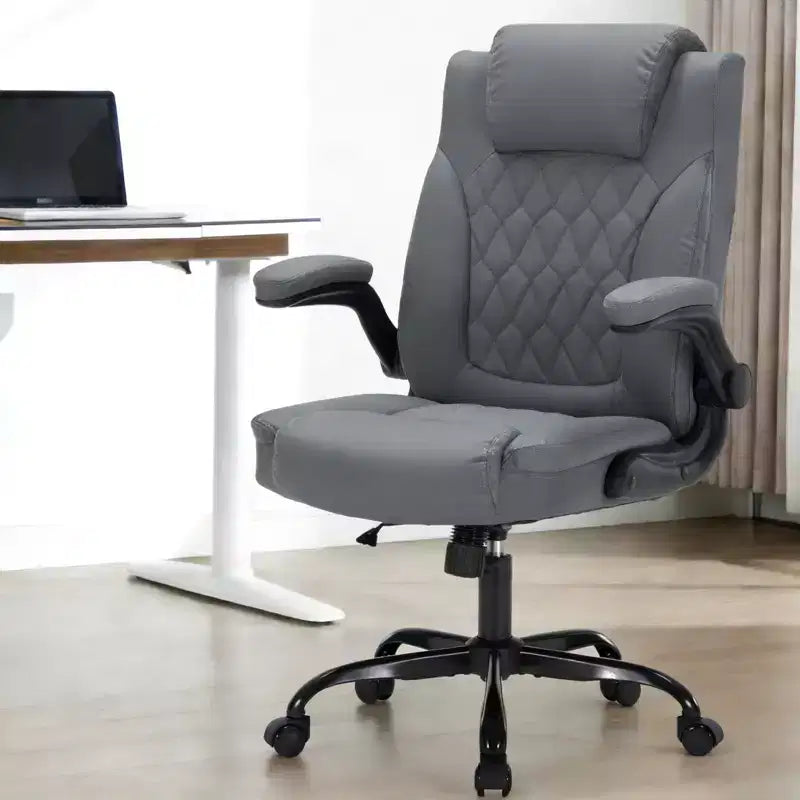 Sedia da Ufficio in Pelle 350 LBS, Sedia da Scrivania Direzionale Ergonomica con Schienale Alto, Ruote Girevoli a 360°, Supporto Lombare, Braccioli Ribaltabili, per Casa, Ufficio