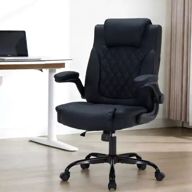 Sedia da Ufficio in Pelle 350 LBS, Sedia da Scrivania Direzionale Ergonomica con Schienale Alto, Ruote Girevoli a 360°, Supporto Lombare, Braccioli Ribaltabili, per Casa, Ufficio