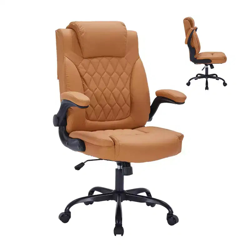 Sedia da Ufficio in Pelle 350 LBS, Sedia da Scrivania Direzionale Ergonomica con Schienale Alto, Ruote Girevoli a 360°, Supporto Lombare, Braccioli Ribaltabili, per Casa, Ufficio