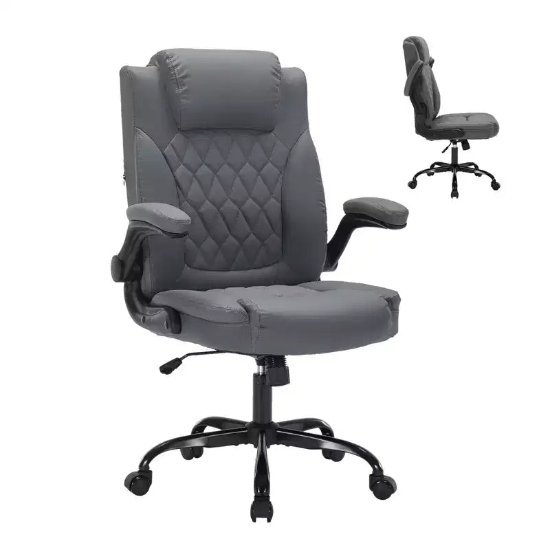 Sedia da Ufficio in Pelle 350 LBS, Sedia da Scrivania Direzionale Ergonomica con Schienale Alto, Ruote Girevoli a 360°, Supporto Lombare, Braccioli Ribaltabili, per Casa, Ufficio
