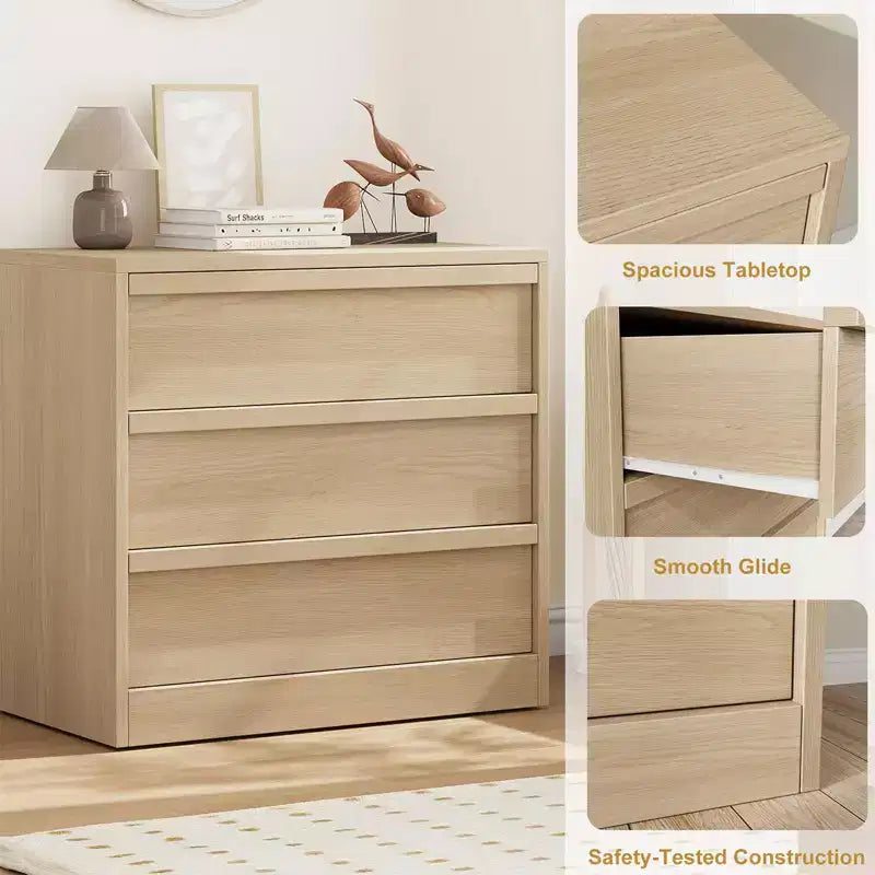 Comodino alto con cassetto in rovere naturale - Tavolino moderno per camera da letto, cameretta e soggiorno