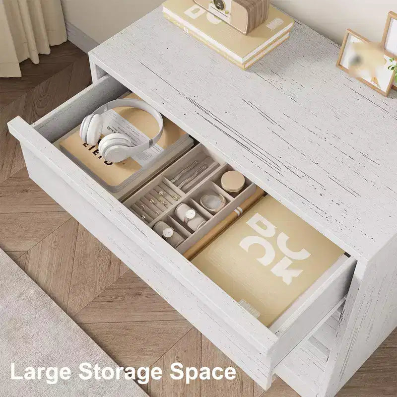Comodino alto con cassetto in rovere naturale - Tavolino moderno per camera da letto, cameretta e soggiorno