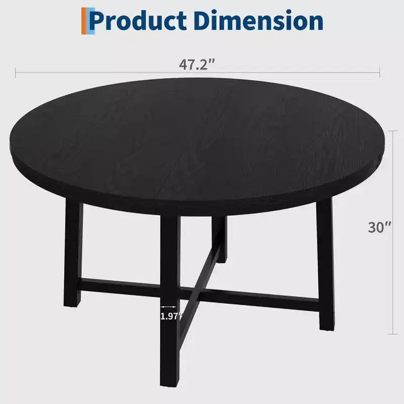 Tavolo da pranzo rotondo per 4-6 persone, tavolo da pranzo industriale da 119 cm con base in metallo, tavolo da cucina per sala da pranzo, piccoli spazi, appartamento