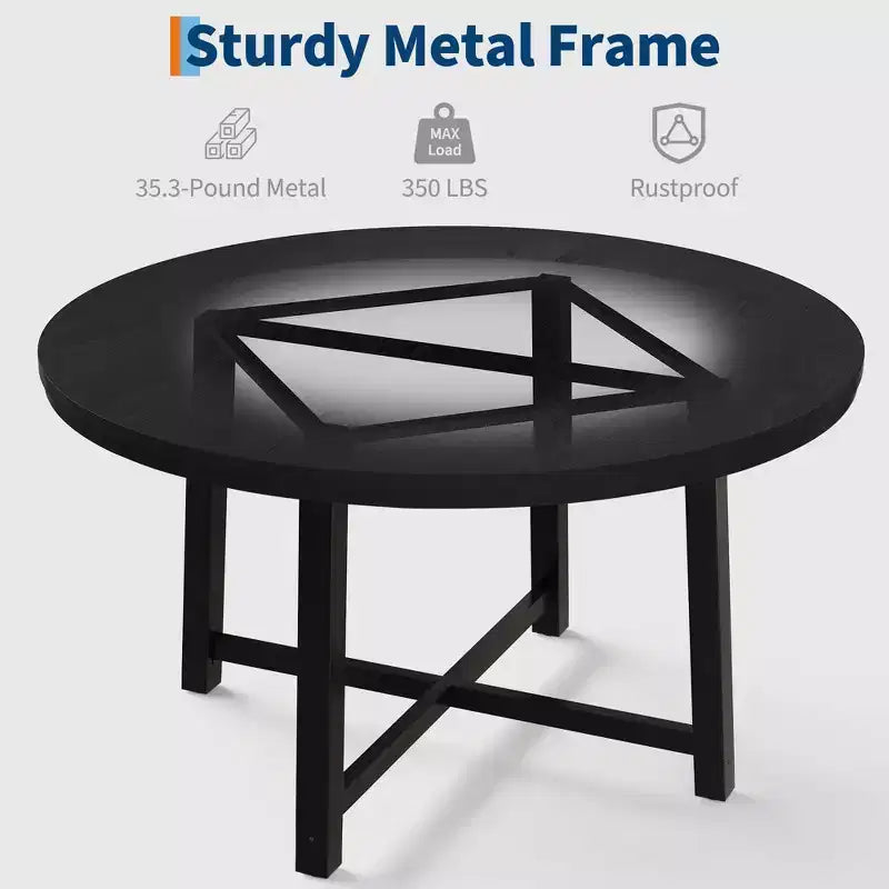 Tavolo da pranzo rotondo per 4-6 persone, tavolo da pranzo industriale da 119 cm con base in metallo, tavolo da cucina per sala da pranzo, piccoli spazi, appartamento
